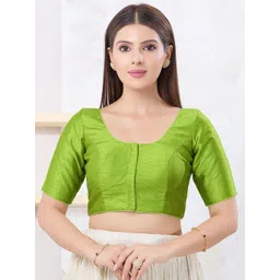 VAMAS - THE DESIGNER BLOUSES Silk Round Neck Padded Saree Blouse-picture-17