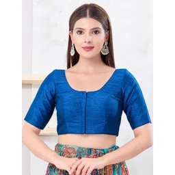 VAMAS - THE DESIGNER BLOUSES Silk Round Neck Padded Saree Blouse-picture-29