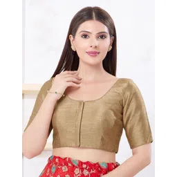 VAMAS - THE DESIGNER BLOUSES Silk Round Neck Padded Saree Blouse-picture-10