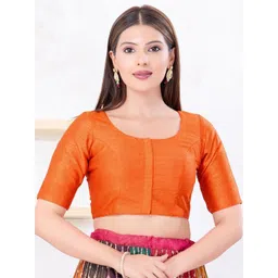 VAMAS - THE DESIGNER BLOUSES Silk Round Neck Padded Saree Blouse-picture-24