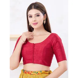 VAMAS - THE DESIGNER BLOUSES Silk Round Neck Padded Saree Blouse-picture-27