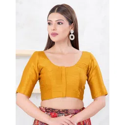 VAMAS - THE DESIGNER BLOUSES Silk Round Neck Padded Saree Blouse-picture-28