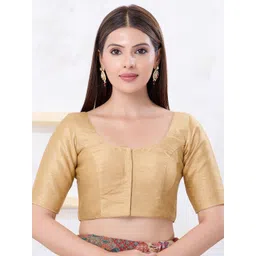 VAMAS - THE DESIGNER BLOUSES Silk Round Neck Padded Saree Blouse image 1