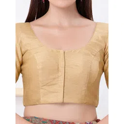 VAMAS - THE DESIGNER BLOUSES Silk Round Neck Padded Saree Blouse image 5