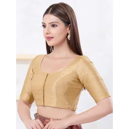 VAMAS - THE DESIGNER BLOUSES Silk Round Neck Padded Saree Blouse image 3