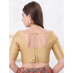 VAMAS - THE DESIGNER BLOUSES Silk Round Neck Padded Saree Blouse image 2