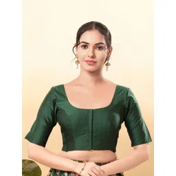 VAMAS - THE DESIGNER BLOUSES Women Round Neck Padded Saree Blouse-picture-10
