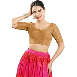 vamas Women's Polyester Padded Self Design Half Sleeve Readymade Saree Blouse (CO-289.ELB)-picture-34