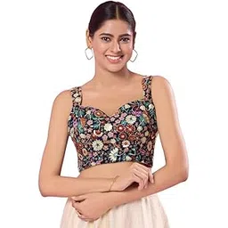 Women's Georgette Padded Self Design Sleeveless Readymade Saree Blouse (B-179.NS)-image-5