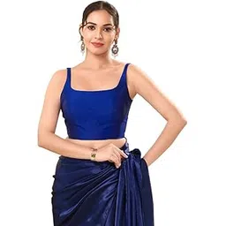 Women's Georgette Padded Self Design Sleeveless Readymade Saree Blouse (X-1205.NS)-image-4