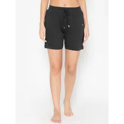 Vami Women Black Solid Plain Cotton Shorts-picture-47