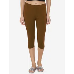Vami Women Brown Solid Three-Fourth Leggings-picture-41