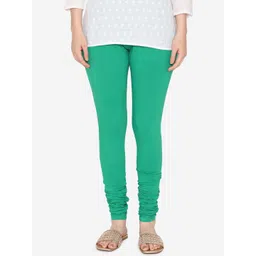 Vami Women Green Solid Churidar-Length Stretchable Leggings-picture-29