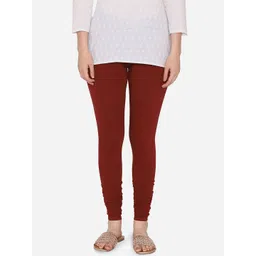 Vami Women Maroon Solid Churidar-Length Stretchable Leggings-picture-34
