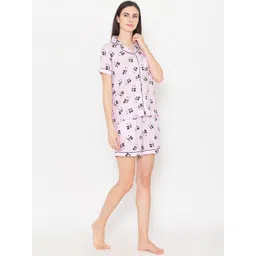 Vami Women Pink & Black Mickey Mouse Printed Night suit VM11009-S-PR001-picture-15