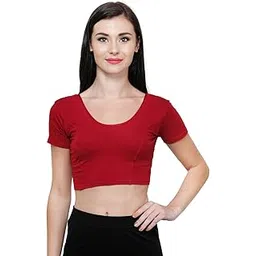 vami Women's Cotton Stretchable Blouse - Red-picture-22
