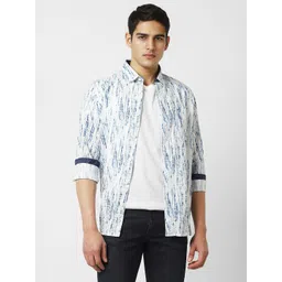 VAN HEUSEN DENIM LABS Men Slim Fit Spread Collar Abstract Printed Cotton Casual Shirt-image-9