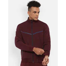 Van Heusen Flex Men Maroon Geometric Striped Sporty Jacket-picture-19