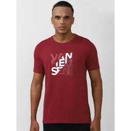 Van Heusen Flex Men Maroon Typography Printed Applique Slim Fit Sports T-shirt-picture-24