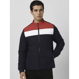 Van Heusen Flex Men Mock Collar Colourblocked Casual Bomber Jacket-picture-14