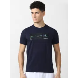 Van Heusen Flex Men Navy Blue Printed Slim Fit Sports T-shirt-picture-23