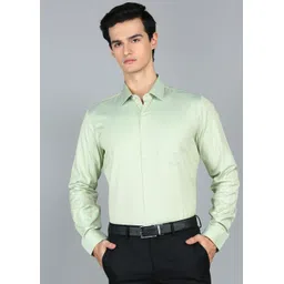Men Slim Fit Self Design Spread Collar Formal Shirt-image-1