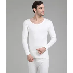 VAN HEUSEN Men White Solid Antibacterial Low Neck Thermal Top Men Top Thermal-picture-12