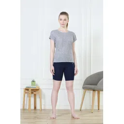 van heusen Solid Women Dark Blue Regular Shorts image 1