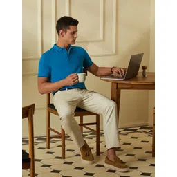 Van Heusen Sport Men Blue Solid Polo Collar T-shirt-picture-36