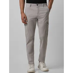 Van Heusen Sport Men Mid Rise Slim Fit Plain Cotton Cargos Trousers-picture-31