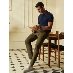 Van Heusen Sport Men Navy Solid Polo Collar Pure Cotton T-shirt-picture-39