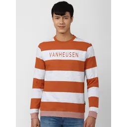 Van Heusen Sport Men Orange & White Striped Sweatshirt-picture-14