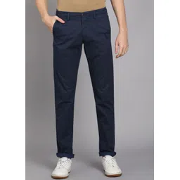 van heusen sport Men Slim Fit Dark Blue Cotton Blend Trousers-picture-39