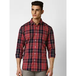 Van Heusen Sport Men Tartan Checks Spread Collar Pocket Cotton Casual Slim Fit Shirt-picture-39