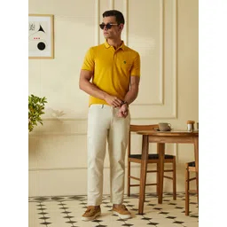 Van Heusen Sport Men Yellow Solid Polo Collar Pure Cotton T-shirt-picture-38