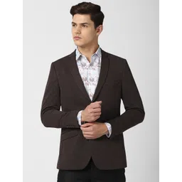 V Dot By Van Heusen Men Brown Self-Design Single-Breasted Slim-Fit Blazer-picture-26