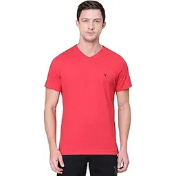 van heusen Athleisure Men T-Shirt - Cotton Rich - Smart Tech, Easy Stain Release, Anti Stat, Ultra Soft, Quick Dry_60001_Brick Rust_XL-picture-13