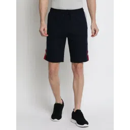 Van Heusen Athleisure Regular Fit Smart Tech Easy Stain Release Solid Knit Shorts - Navy-picture-10