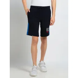 Van Heusen Athleisure Regular Fit Smart Tech Easy Stain Release Solid Knit Shorts - Navy-picture-18