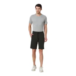 Van Heusen Athleisure Regular Fit Zipper Pocket Side Contrast Tape Solid Knit Shorts - Military-picture-31