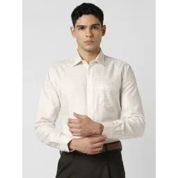 Van Heusen Beige Cotton Regular Fit Checks Shirt-picture-39