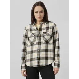 Van Heusen Beige Cotton Regular Fit Checks Shirt-picture-34