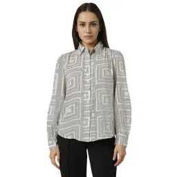 Van Heusen Beige Geometric Formal Shirt-picture-22