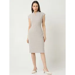 Van Heusen Beige Polyester Check Formal Dress-picture-37