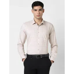 Van Heusen Beige Slim Fit Checks Shirt-picture-28