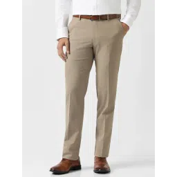 Van Heusen Beige Slim Fit Checks Trousers-picture-11
