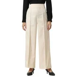 Van Heusen Beige Solid Formal Trousers-picture-21
