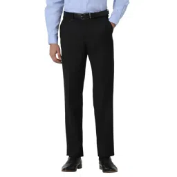 Van Heusen Black Blended Regular fit Solid Trousers-picture-23