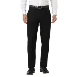 Van Heusen Black Blended Regular fit Solid Trousers-picture-29
