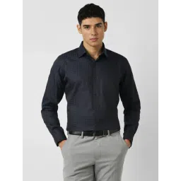 Van Heusen Black Cotton Regular Fit Checks Shirt-picture-31
